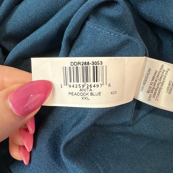 Dress The Population Anita Midi Dress V-Neck Ruched Crepe Sheath, Peacock Blue - Picture 13 of 16